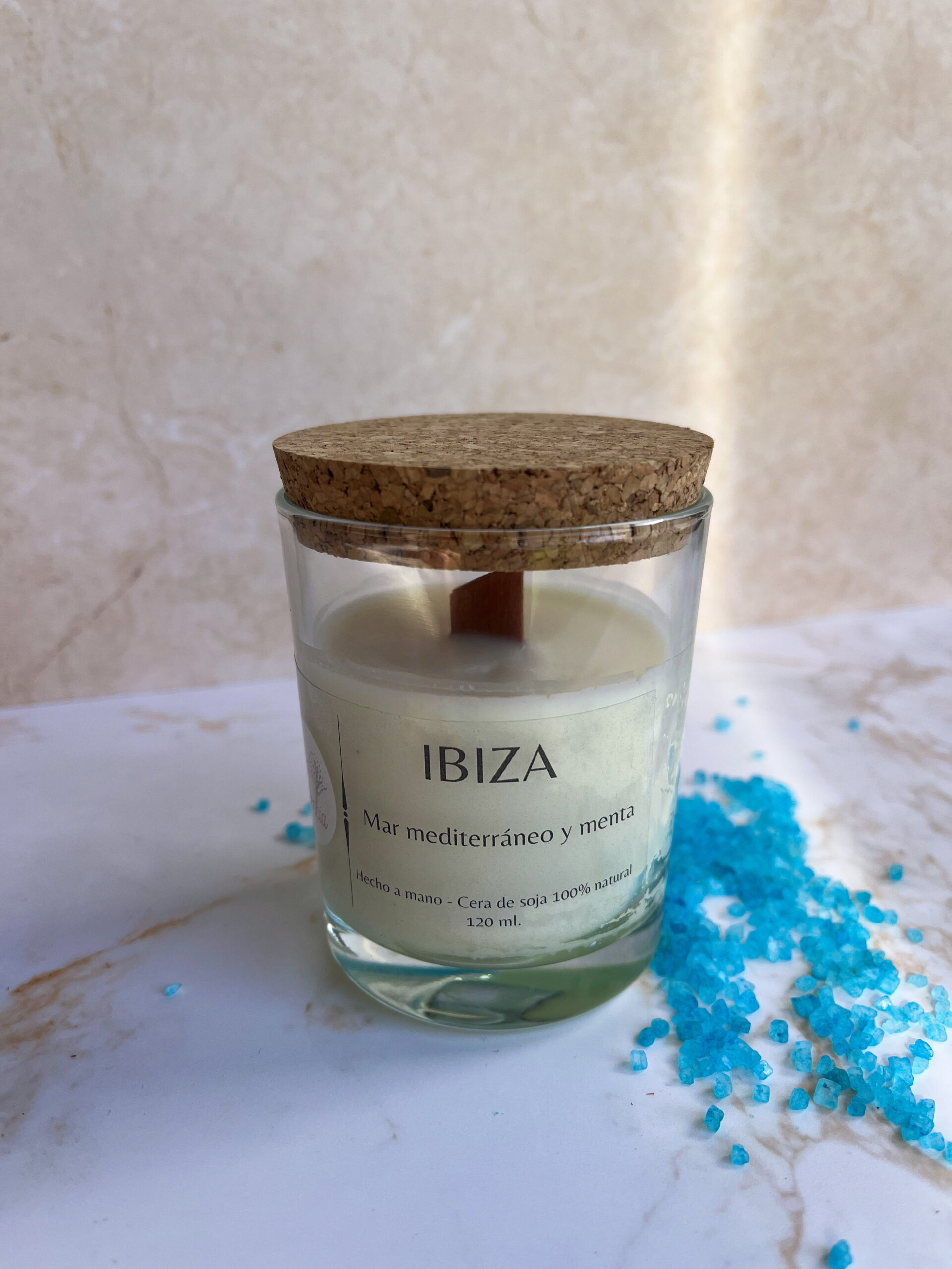 Vela aromática Ibiza - Mar Mediterráneo y Menta (120g) - Imagen 2