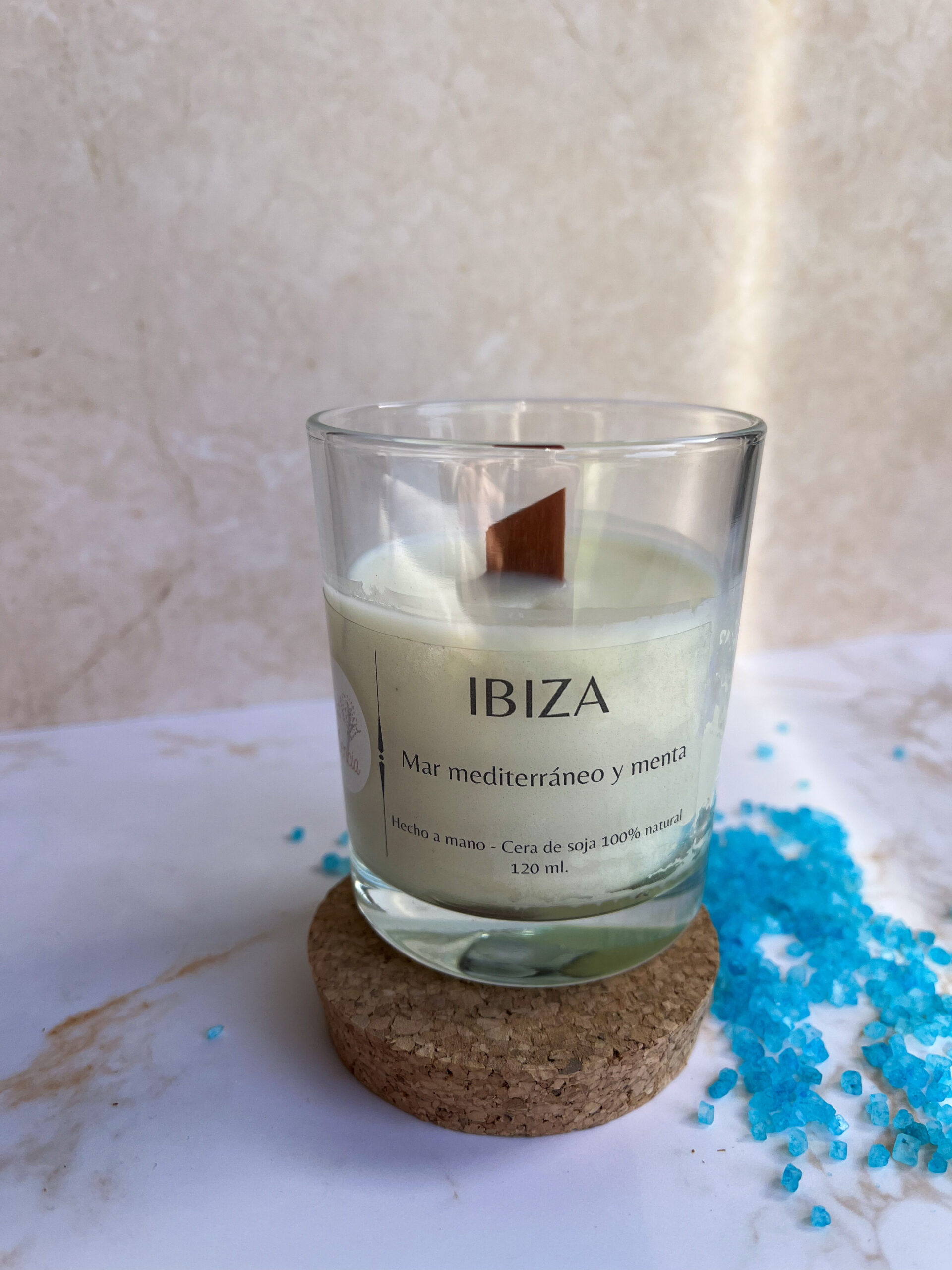 Vela aromática Ibiza - Mar Mediterráneo y Menta (120g)